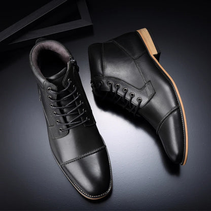 ZFTL New Men Ankle boots Handmade men Chelsea Genuine Leather Men boots Lace-up male Casual high-top boots big size 2025