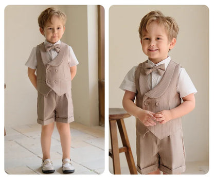 Flower Boys Summer Luxurious Birthday Dress Baby Kids Beaufitul Photograph Suit Children Formal Wedding Performance Tuxedo Wear