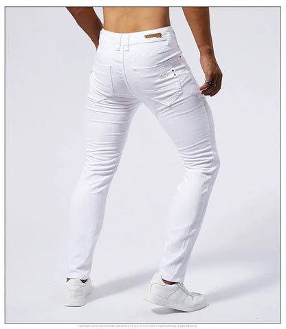 Men's White Casual Jeans New Denim Pants Comfortable Fashion Stretch Slim Fit Straight Trousers Male Clothing Streetwear