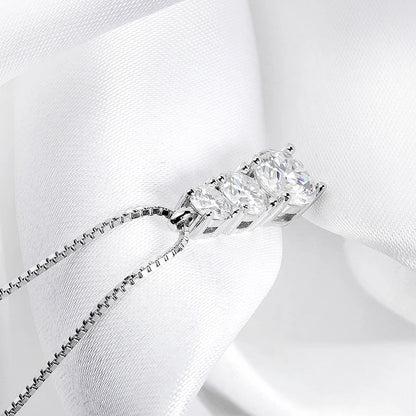 1.8CT Moissanite Pendant for Women Men Sparkling Diamond Necklace 3 Stones Solid Silver 925 Jewellery Luxury Quality GRA