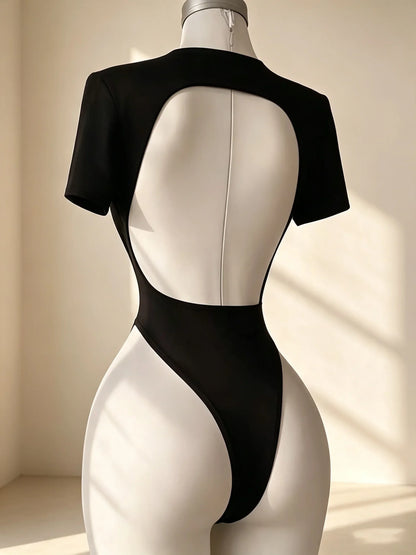 Women's Basic Solid Color High-Quality Backless Bodysuit