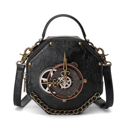 Norbinus Steampunk Single Shoulder Bags Vintage Women Handbags Gothic Messenger Crossbody Bag Ladies Rivet Top-Handle Bags Pack