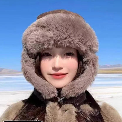 Bomber Hat High Quality Waterproof PU Leather Russian Hat Men Women Thick Warm Winter Fur Hat Male Female Ski Earflap Cap