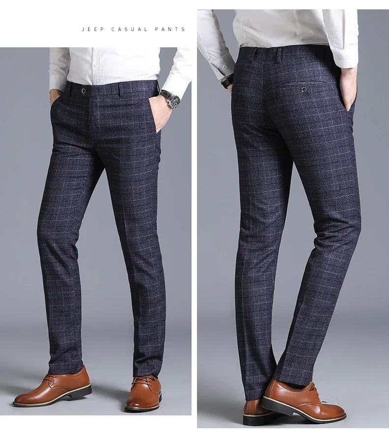 Autumn New Men's Suit Pants, Asian Sizes Office Trousers, Available in Blue, Red, Gray, and Black.