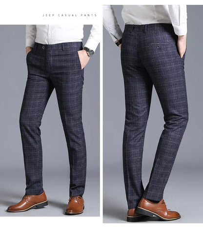 Autumn New Men's Suit Pants, Asian Sizes Office Trousers, Available in Blue, Red, Gray, and Black.