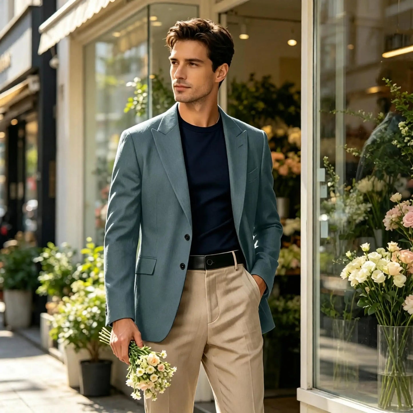 Men Blazer Jacket Single Breasted Notched Lapel Slim Fit Casual Business Suit Jacket Office Daily Wear Gentleman Sport Coat