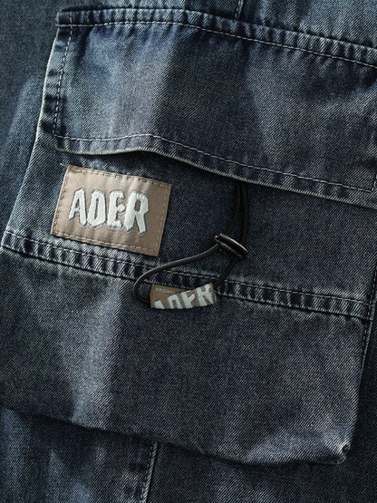 Summer Men's Straight Jeans Multi-Pockets Wide Leg Denim Cargo Pants 8XL 7XL 6XL Big Size Lightweight Baggy Jeans Trousers
