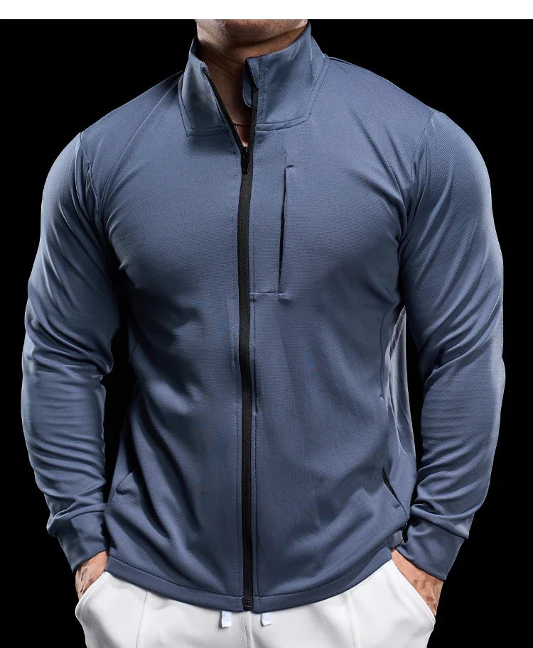 Men Running Jackets Gym Zipper Sport Jacke Jogging Training Quick-drying Fitness Sweatshirt Outdoor Casual Running Sportswear