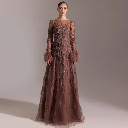 Exquisite Beading Feathers Customized Vestido De Festa High Quality Organza Evening Dress Elegant A-Line Satin Homecoming Dress