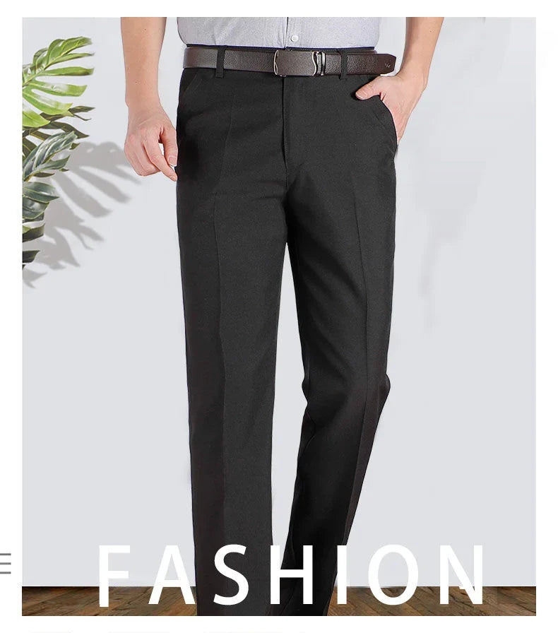 Mens Autumn Thick Summer Thin Business Pants Loose Male Pant High Waist Straight Trousers Casual Fashion Pant Plus Size 28-40