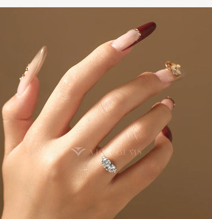 1.0CTW Round Cut Moissanite Rings for Women S925 Silver Trendy Transparent "Fishing Line" Ring Party Daily Wear Jewelry