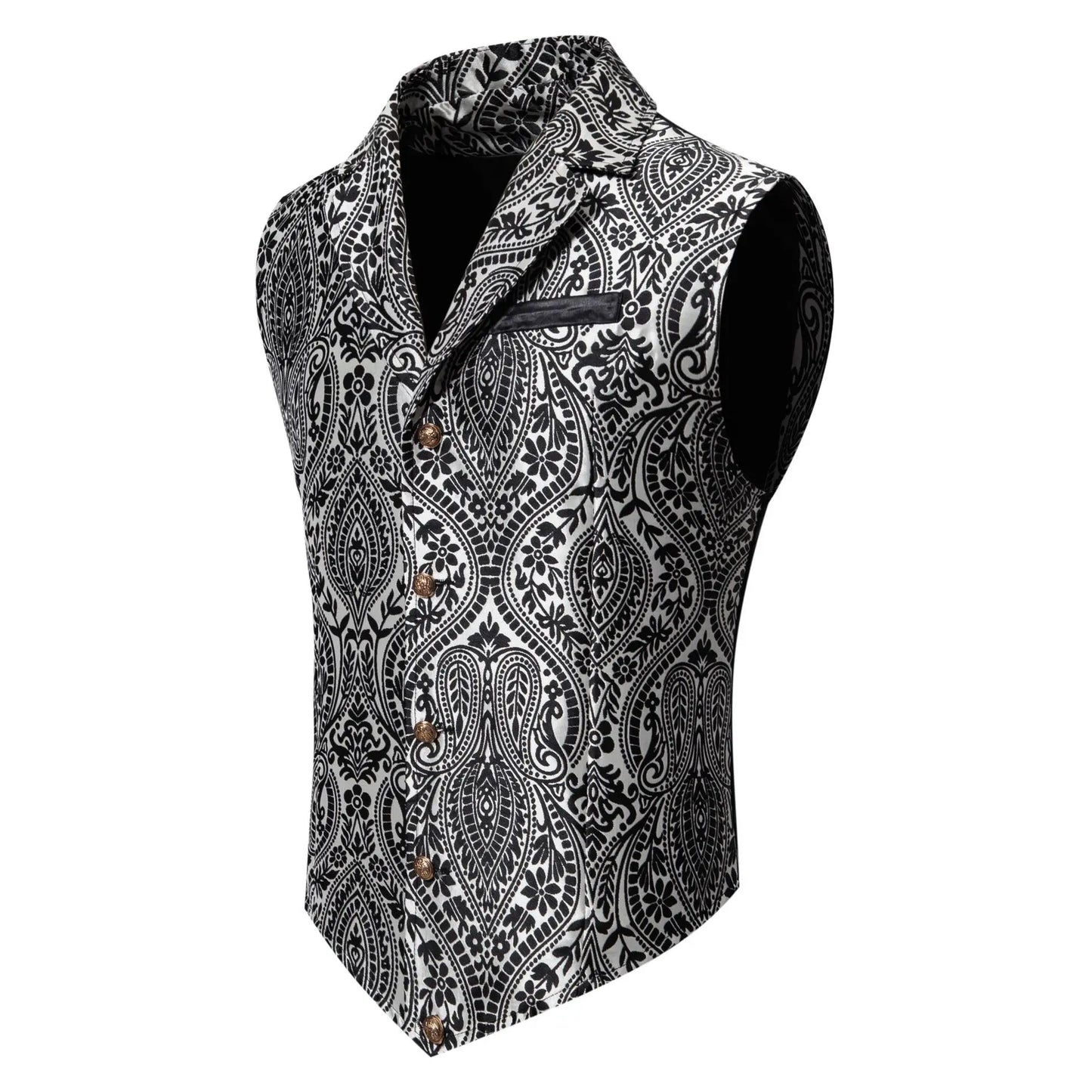 Men's Suit Vest, Jacquard Smart Casual Flip-Front Lapel Vest, Cross-Border Single-breasted Slim Fit Holiday Dress Waistcoat