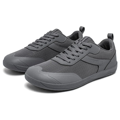 Wide Toe Shoes Mens Womens Minimalist Mesh Artificial Leather Sneakers Lace Up Lightweight Breathable Walking Shoes