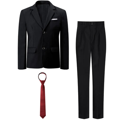 Suit for Kid Boys Wedding Formal Outfit Set Easter Gentleman Birthday Party Clothes Perform Tuxedo Pants + Blazer + Necktie 3PCS