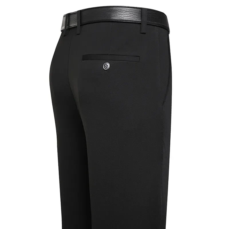 Men's Summer Thin Business Casual Pants Classic Elastic Dress Pants Soft Comfortable Loose Straight Brand Men's Pants