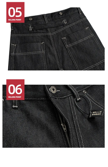 Black Original Cow Jeans Wood Trousers Bright Line Design Comfortable Fit Workwear Casual Pants ZJ118