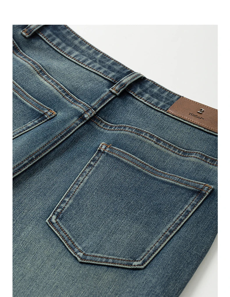 Women Denim Jeans 2025 Autumn New Lycra Stretch Straight Wide Leg Long pants