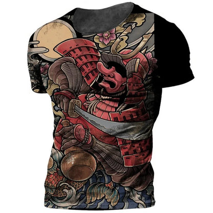 3D Printed Japanese Samurai T-Shirt For Men Cool Warrior Graphic Tees Casual Harajuku Loose O-Neck T Shirts Short Sleeve Tops