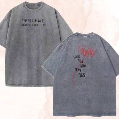 Anime Tokyo Ghoul Kaneki Ken 1000-7 Printed Tee Men Women Cotton Tshirts Vintage Washed T-shirt Harajuku Manga Oversized T Shirt
