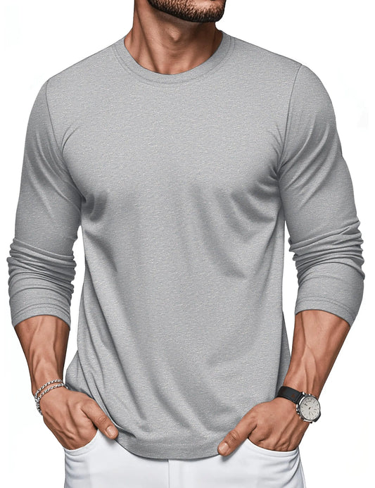 Men's Long Sleeve T-Shirt Cotton Crew Neck T-Shirt Casual Light Work Spring and Autumn Tops
