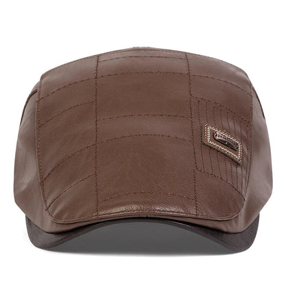 Men Retro Pu Leather Newsboy Caps JAMONT labeling British Painters Hats Spring Autumn Side Adjustable Flat Cap Hip Hop Berets