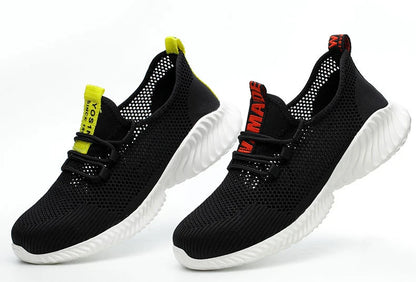 Work Boots Breathable Safety Shoes Men's Lightweight Summer Anti-Smashing Piercing Work Sandals Single Mesh Steel Toe Sneaker