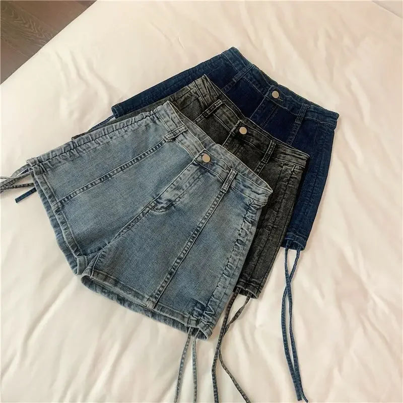 Summer Coquette Strappy Short Jean Pants Woman Harajuku Fashion Stretchy Cheap Outdoor Design XL New In Denim Shorts for Women
