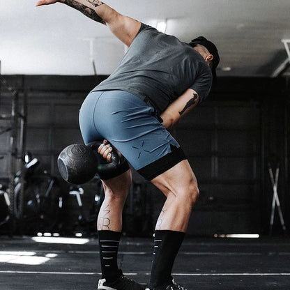 Men's Compression Shorts Quick Dry Elastic Baselayer Summer Gym Running Basketball Fitness Training Casual Sport Quarter Pants