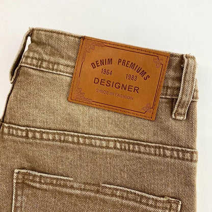 Elegant Slim Fit Men's Jeans Casual Khaki Straight Leg Elastic Fashionable City Style Summer Denim Pants Youth Wear