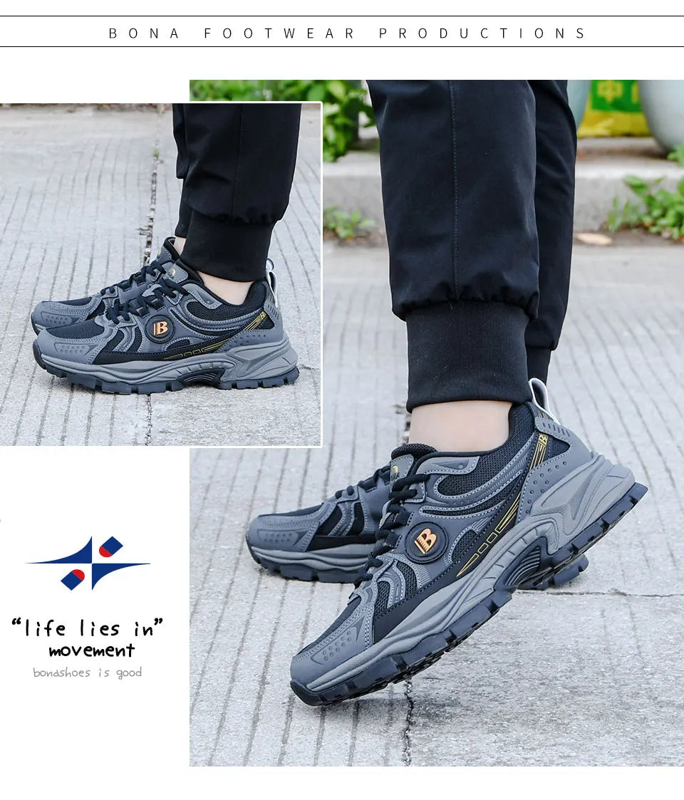 New Designers Action Leather Mesh Jogging Shoes Men Breathable Running Shoes Walking Sports Sneakers Athletic Trainers