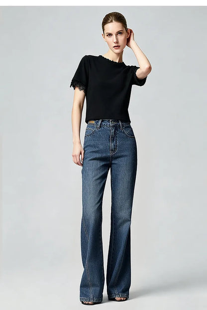 Women's T-Shirt 2026 Summer New Round Neck Lace Patchwork Women's Tee Shirt Solid Color Elegant Short Sleeve Top 12642068