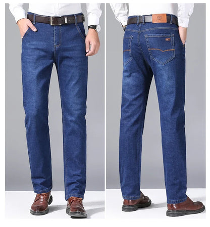Brand 2026 New Men's Slim Elastic Jeans Fashion Business Classic Style  Denim Pants Trousers Male