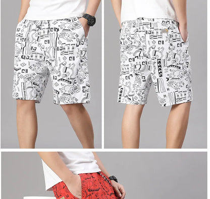 Men‘s Streetwear Casual Shorts Holiday Bermuda Shorts Elastic Waist Golf Shorts Relaxed Fit Cotton Drawstring Sweat Shorts