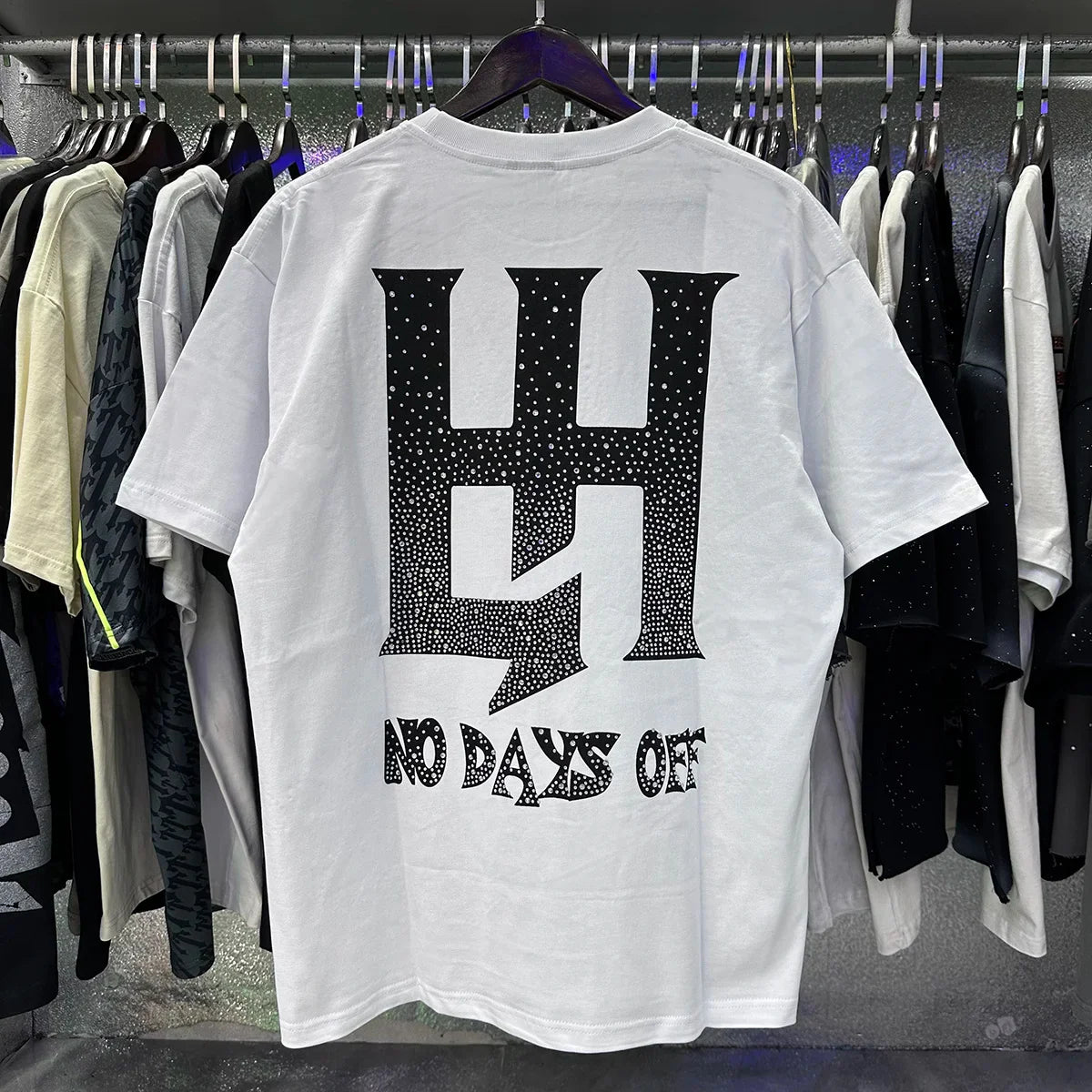Masked Angel letter Rhinestone print Short Sleeve T shirts Men Women Fashion Harajuku Loose cotton casual Shinning Diamond Tees