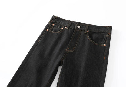 Japanese Handmade Embroidered Jeans Men's Pure Cotton Straight Tube Hip-Hop Popular Slim Red Ears Show Thin Trousers Devil Big M
