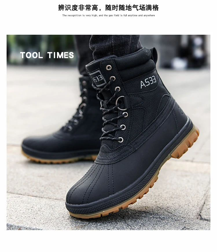 Plus Size 48 Outdoor Men Boots Winter Snow Boots for Men Training Work Boots Waterproof Slip-Resistant Keep Warm Winter Shoes