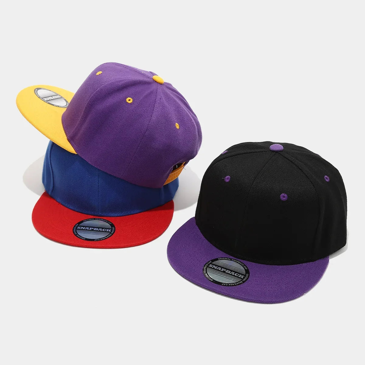 Blank Two Tone Snapback Cap Men Women Flat Brim Baseball Hat Color Block Hip Hop Streetwear Adjustable Plain Bboy Caps