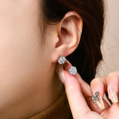 Round Cut 2.5mm 3.0mm Moissanite Diamond Earring Flower shape D VVS1 Color 925 Silver Pure 10k 14k Au750 Gold for Women