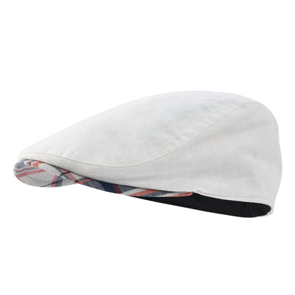 Mens Flat Cap Soft Vintage Linen Hats Casual Retro Newsboy Hat Beret for Male Driving Ivy Hats Summer Autumn