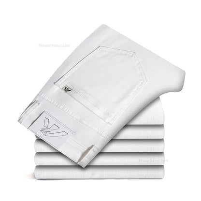 Luxury Men's White Slim Jeans Spring Summer New 98% Cotton Stretch Fashion Casual Male Clothes Straight Denim Trousers