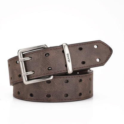 A Western-style PU Leather Belt for Both Men and Women, a Classic and Casual Retro Belt