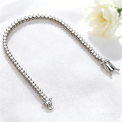 Certified 2mm All Moissanite Tennis Bracelets for Women Thin Chain Lab Diamond Dainty Jewelry 100% Real 925 Pure Silver