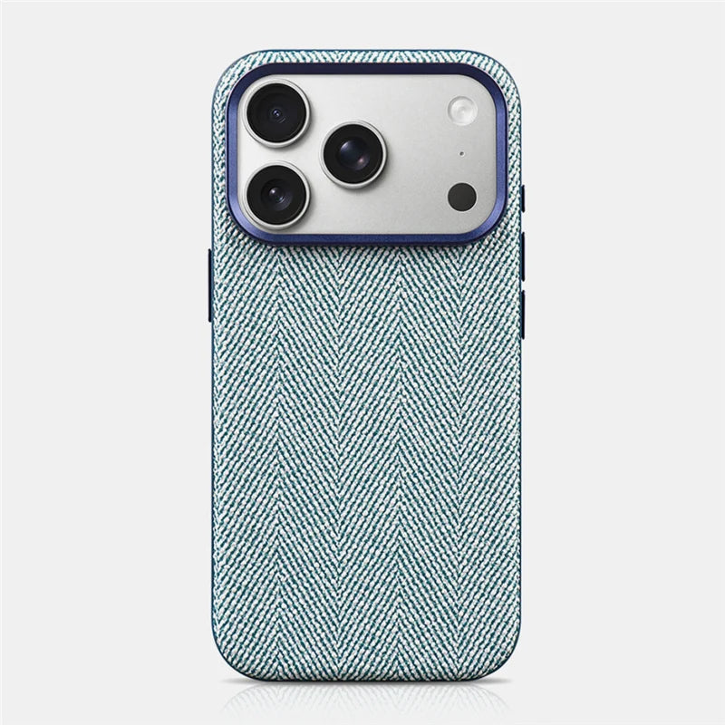 Luxury Tech Woven Canvas Magnetic Case for iphone 16Pro 17Pro 17 15 17Pro Max For Magsafe Original Wireless Charging Matte Cover