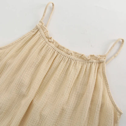 Muslin 100% Cotton Summer Dress Woman 2026 Trendy Sexy Sleeveless Ruched Long Maxi Party Dresses Chic Sundress