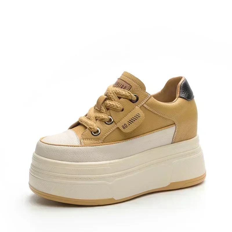 Hidden Heel Shoes High Platform shoes 9cm 3 inch comfortable sneakers for women Vulcanized Shoes Chunky Wedge Casual Shoes