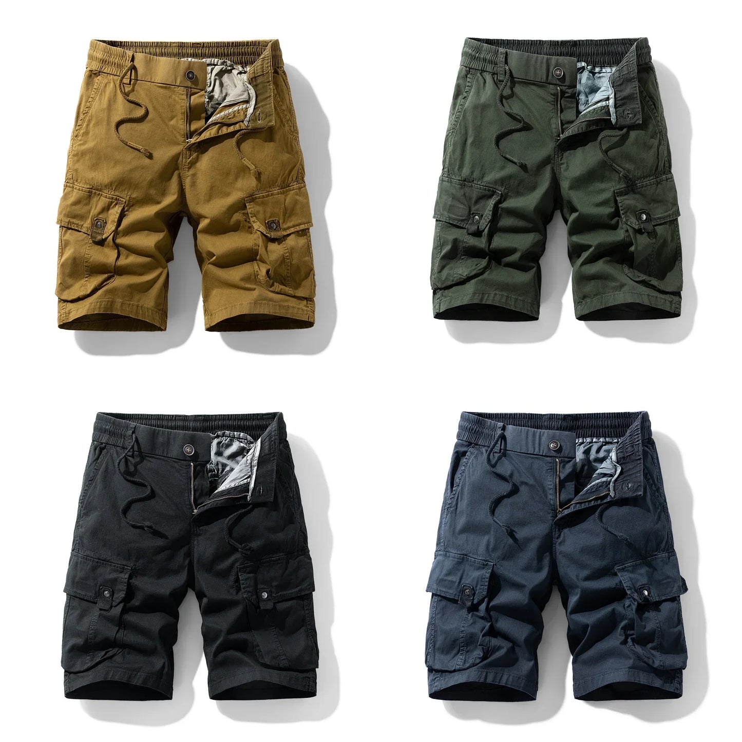 Summer Men Cargo Cotton Shorts Mens Beach Multi Pocket Shorts Pants Man Spring Casual Fashion Joggers Shorts Male Dropshipping