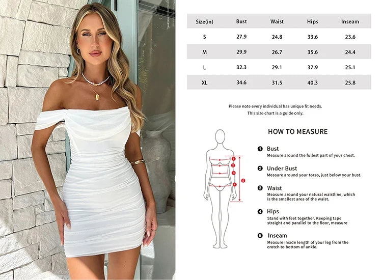 Women's Off Shoulder Bodycon Dress Short Sleeve Slim Fit Party Cocktail Mini Dress
