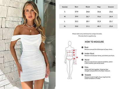 Women's Off Shoulder Bodycon Dress Short Sleeve Slim Fit Party Cocktail Mini Dress
