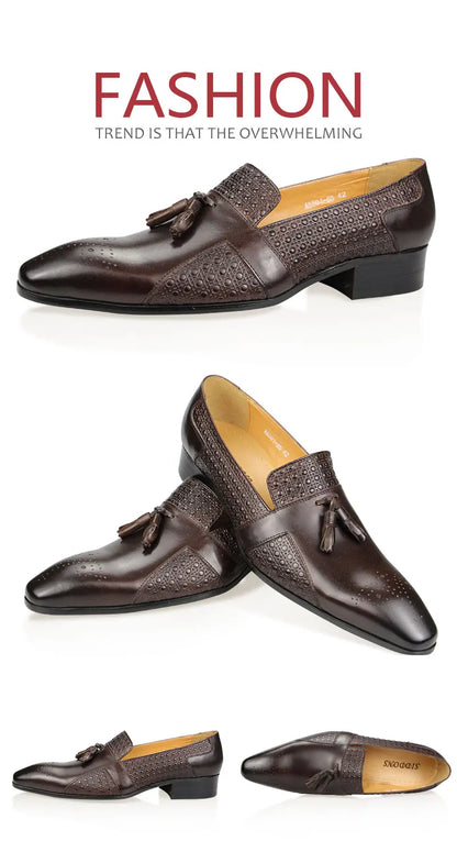 New Leather Casual Shoes Mens Summer One-Step Loafers Dress Wedding Leather Luxury Groom Wedding Men Italian Style Oxford Shoes