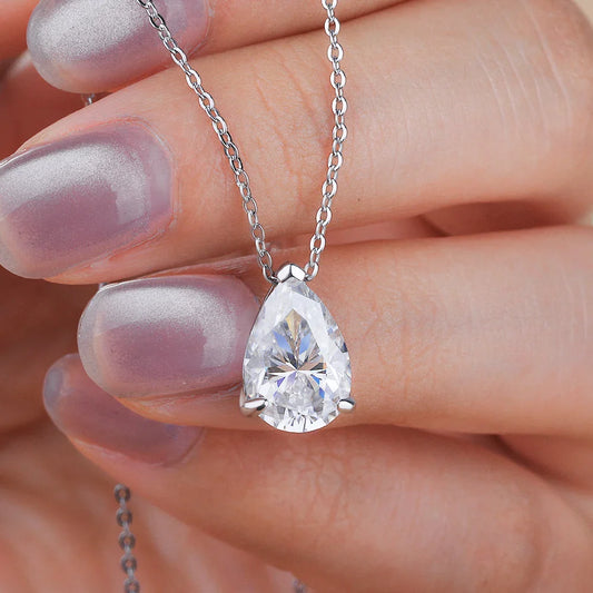 1-4CT Water Drop Moissanite Pendant Necklace Women 925 Sterling Silver Round/Sharp Claw Lab Diamond Pendant Neck Chain